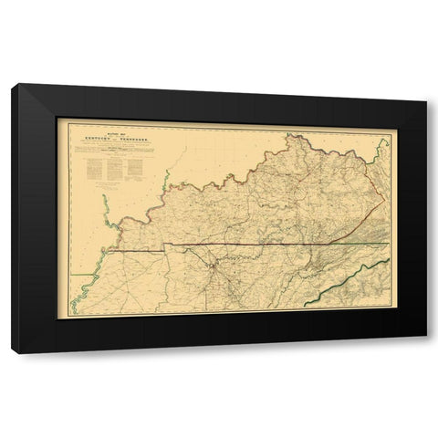 Kentucky Tennessee Military - Swann 1865 Black Modern Wood Framed Art Print by Swann