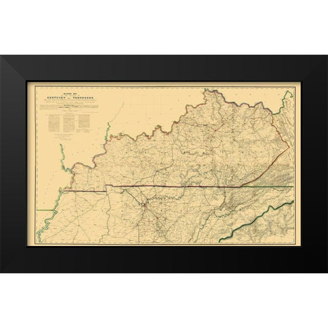 Kentucky Tennessee Military - Swann 1865 Black Modern Wood Framed Art Print by Swann