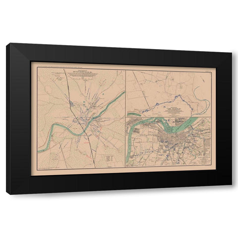 Defenses Munfordville Camp Nelson Louisville Black Modern Wood Framed Art Print by Lamont