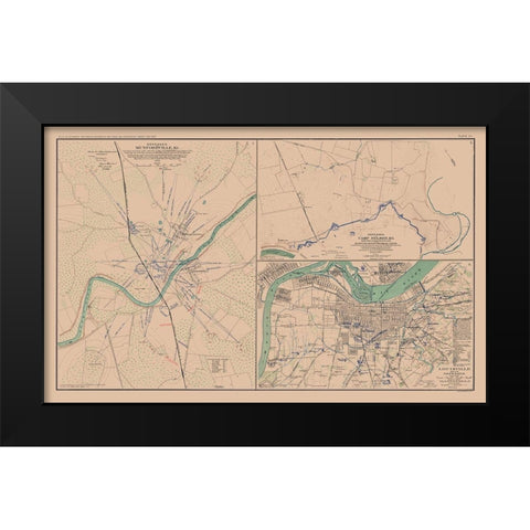 Defenses Munfordville Camp Nelson Louisville Black Modern Wood Framed Art Print by Lamont