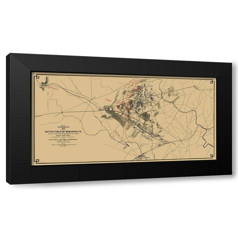 Manassas Battlefield Virginia - Ripley 1862 Black Modern Wood Framed Art Print by Ripley