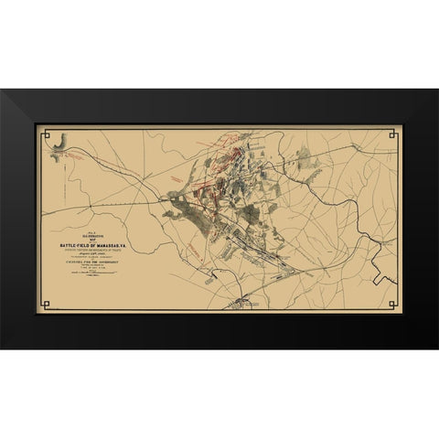 Manassas Battlefield Virginia - Ripley 1862 Black Modern Wood Framed Art Print by Ripley