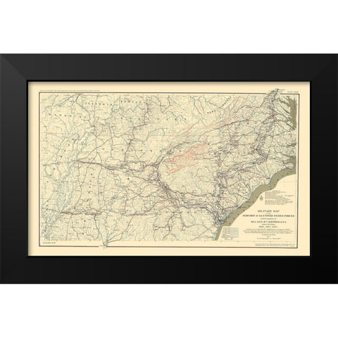 Marches of United States Forces - Sherman 1895 Black Modern Wood Framed Art Print by Sherman