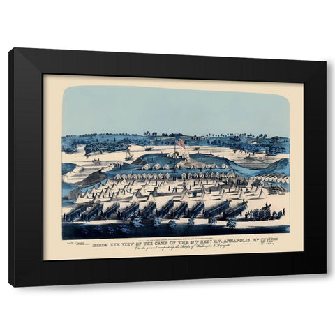 Camp of 67th Regiment - Rees 1863 Black Modern Wood Framed Art Print with Double Matting by Rees