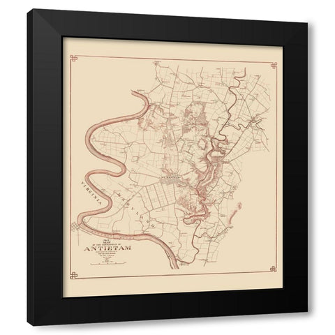 Antietam Battlefield  - Stearns 1894 Black Modern Wood Framed Art Print by Stearns