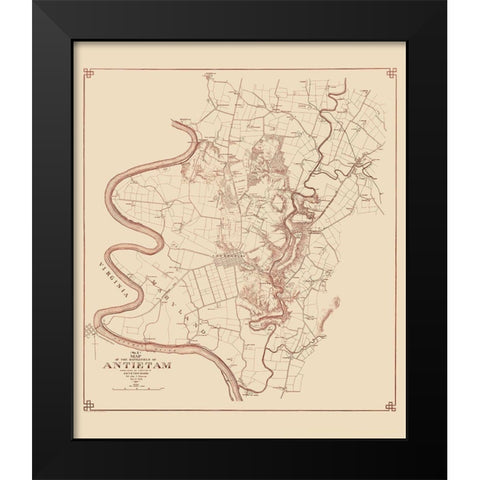 Antietam Battlefield  - Stearns 1894 Black Modern Wood Framed Art Print by Stearns