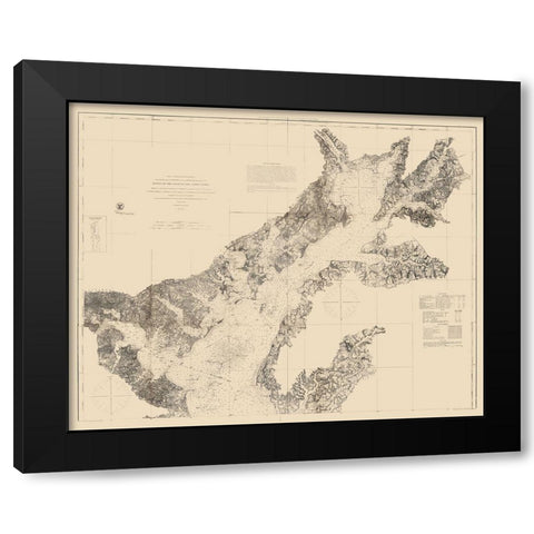 Chesapeake Bay Nautical Chart - 1861 Black Modern Wood Framed Art Print with Double Matting by Unknown