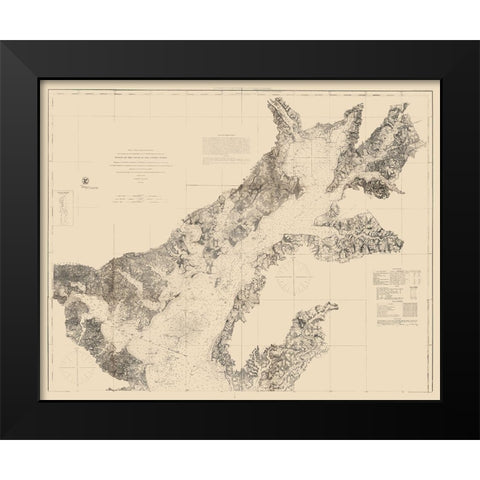 Chesapeake Bay Nautical Chart - 1861 Black Modern Wood Framed Art Print by Unknown