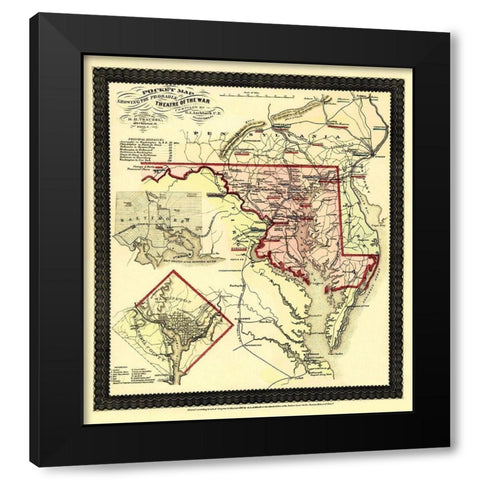 Theatre of War Maryland - Traubel 1861 Black Modern Wood Framed Art Print by Traubel