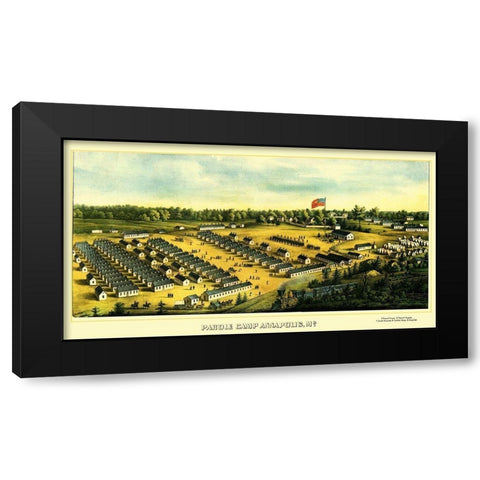 Parole Camp Annapolis Maryland - Sachse 1864 Black Modern Wood Framed Art Print with Double Matting by Sachse