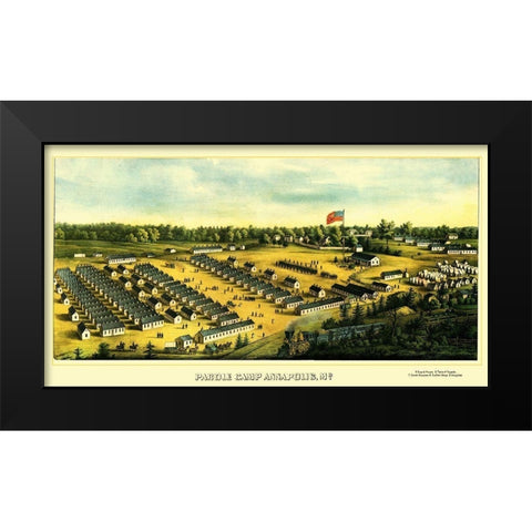 Parole Camp Annapolis Maryland - Sachse 1864 Black Modern Wood Framed Art Print by Sachse
