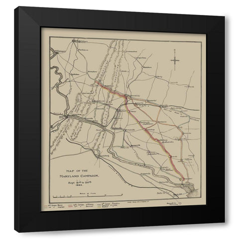 Maryland Campaign - Sheppard 1862 Black Modern Wood Framed Art Print by Sheppard