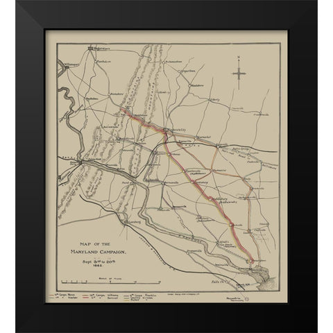 Maryland Campaign - Sheppard 1862 Black Modern Wood Framed Art Print by Sheppard