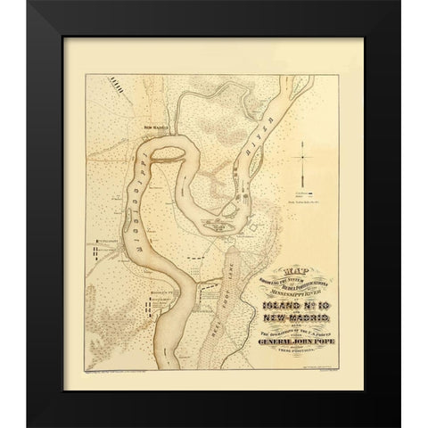 Mississippi River Island Number 10 New Madrid Black Modern Wood Framed Art Print by Hoelcke