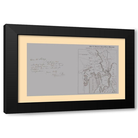 Seat of War Missouri - Manouvrier 1862 Black Modern Wood Framed Art Print by Manouvrier