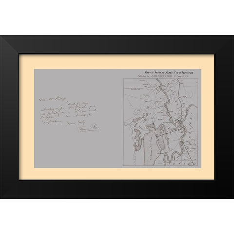 Seat of War Missouri - Manouvrier 1862 Black Modern Wood Framed Art Print by Manouvrier