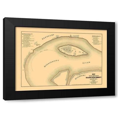 Rebel Batteries Island Number 10 and Vicinity Black Modern Wood Framed Art Print with Double Matting by Cullum