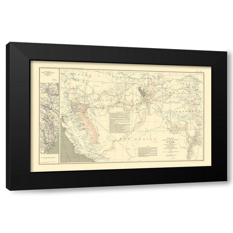 Military Dep Utah March Routes Georgia S. Carolina Black Modern Wood Framed Art Print with Double Matting by Bien