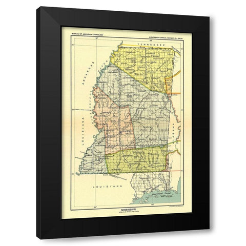 Mississippi - Hoen 1896 Black Modern Wood Framed Art Print by Hoen