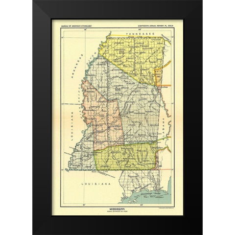 Mississippi - Hoen 1896 Black Modern Wood Framed Art Print by Hoen