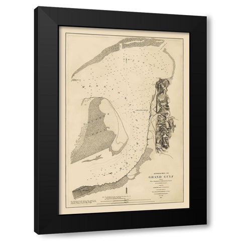 Approaches to Grand Gulf Mississippi - Bache 1864 Black Modern Wood Framed Art Print by Bache