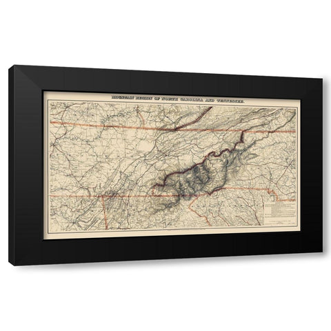 Mountain Region North Carolina Tennessee Black Modern Wood Framed Art Print with Double Matting by Bache