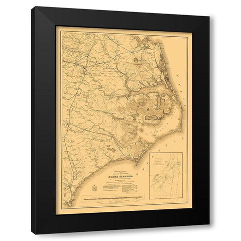 Eastern Portion North Carolina Military Black Modern Wood Framed Art Print by Fillmore