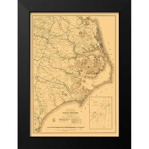 Eastern Portion North Carolina Military Black Modern Wood Framed Art Print by Fillmore