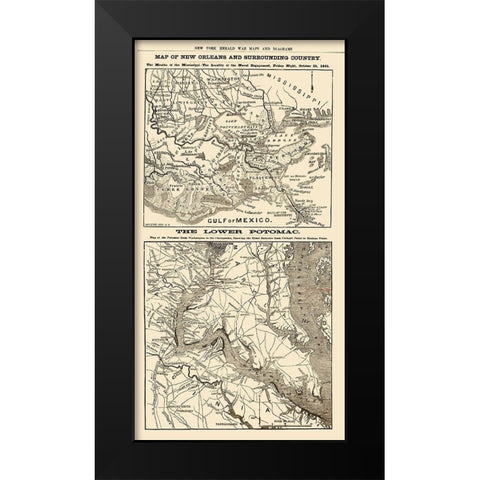 New Orleans Louisiana Lower Potomac River Black Modern Wood Framed Art Print by Waters