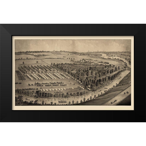 Gaylords Grove Cuyahoga Falls Ohio Army Camp Black Modern Wood Framed Art Print by Beck