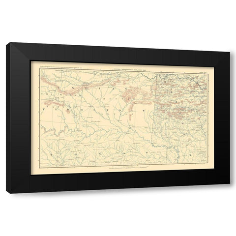 Indian Territory Arkansas Texas - Bien 1895 Black Modern Wood Framed Art Print by Bien