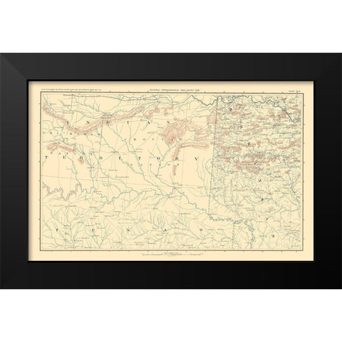 Indian Territory Arkansas Texas - Bien 1895 Black Modern Wood Framed Art Print by Bien