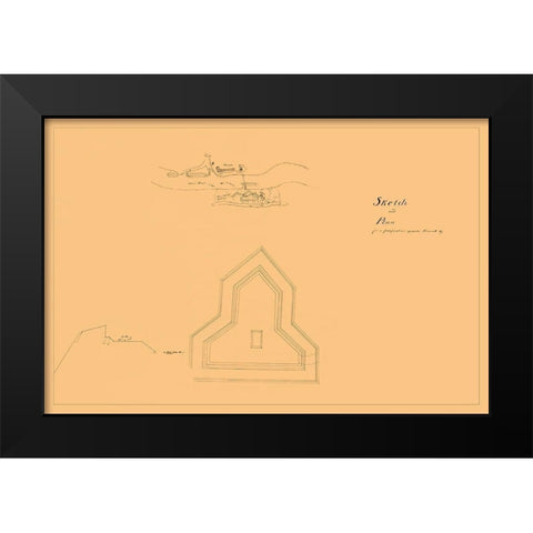 Plan of Fortification Opposite Paducah Kentucky Black Modern Wood Framed Art Print by Unknown