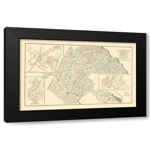 Route Battle Scout Sketches  - Hotchkiss 1895 Black Modern Wood Framed Art Print by Hotchkiss