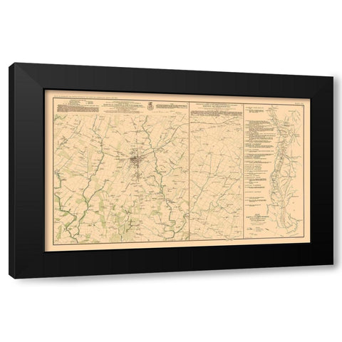 Battle Positions of Gettysburg - Bien 1894 Black Modern Wood Framed Art Print with Double Matting by Bien