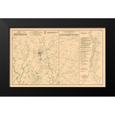 Battle Positions of Gettysburg - Bien 1894 Black Modern Wood Framed Art Print by Bien