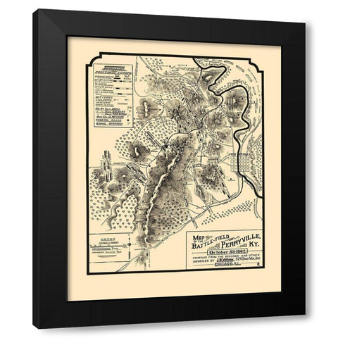 Battlefield of Perryville Kentucky - Work 1882 Black Modern Wood Framed Art Print by Work