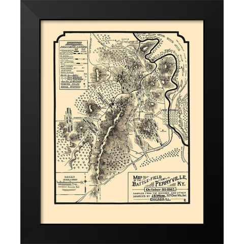 Battlefield of Perryville Kentucky - Work 1882 Black Modern Wood Framed Art Print by Work