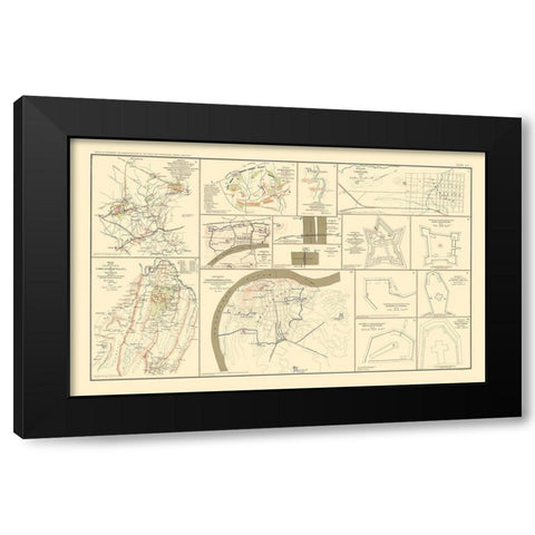 Positions Defenses Battlefields - Bien 1895 Black Modern Wood Framed Art Print by Bien
