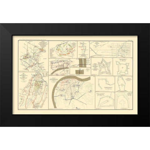 Positions Defenses Battlefields - Bien 1895 Black Modern Wood Framed Art Print by Bien