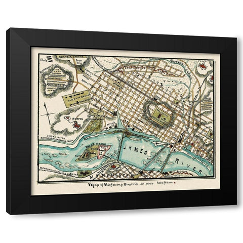 Richmond Virginia - Sneden 1863 Black Modern Wood Framed Art Print with Double Matting by Sneden