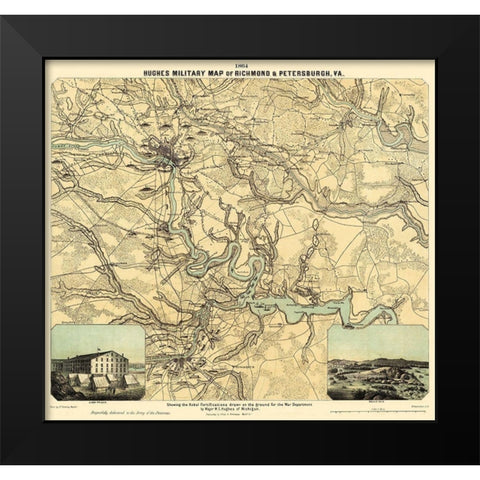 Richmond Petersburgh Virginia - Philip 1864 Black Modern Wood Framed Art Print by Philip