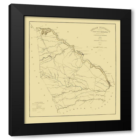 Union District South Carolina - Thompson 1825 Black Modern Wood Framed Art Print with Double Matting by Thompson