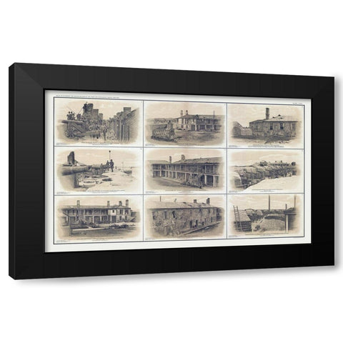 Charleston Harbor South Carolina - Bien 1894 Black Modern Wood Framed Art Print by Bien