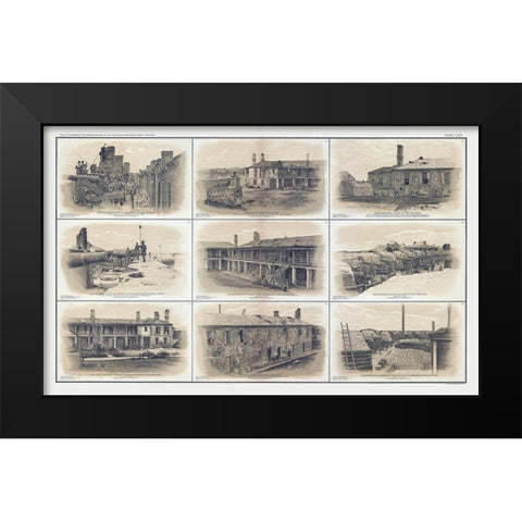 Charleston Harbor South Carolina - Bien 1894 Black Modern Wood Framed Art Print by Bien