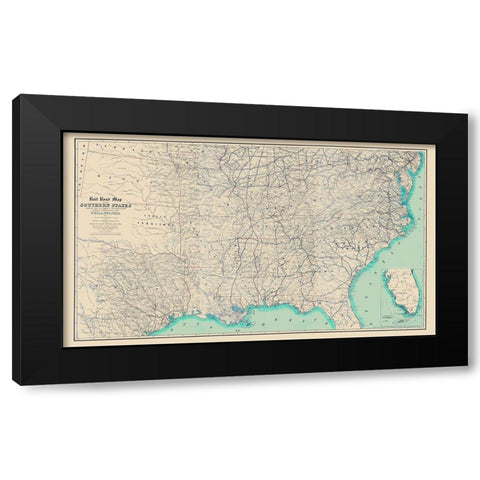 Railroad Southern States Connections Philadelphia Black Modern Wood Framed Art Print with Double Matting by Kimber