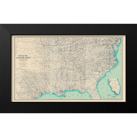 Railroad Southern States Connections Philadelphia Black Modern Wood Framed Art Print by Kimber