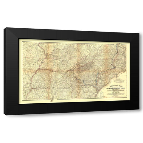 Militia of Shermans Marches - Sherman 1865 Black Modern Wood Framed Art Print by Sherman