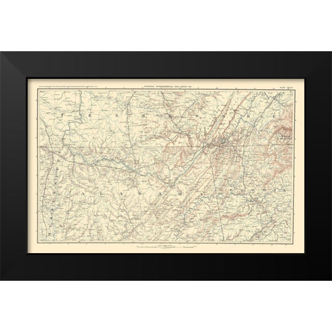 Southeastern United States -Bien 1895 Black Modern Wood Framed Art Print by Bien