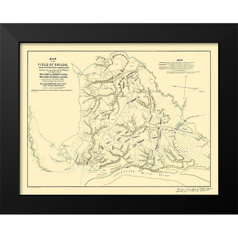 Field of Shiloh Tennessee  - Matz 1862 Black Modern Wood Framed Art Print by Matz